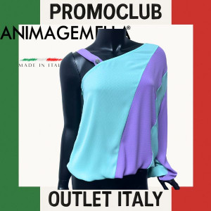 Блуза Anima Gemella, 100% полиестер, мента и лилаво, размер S, Италия